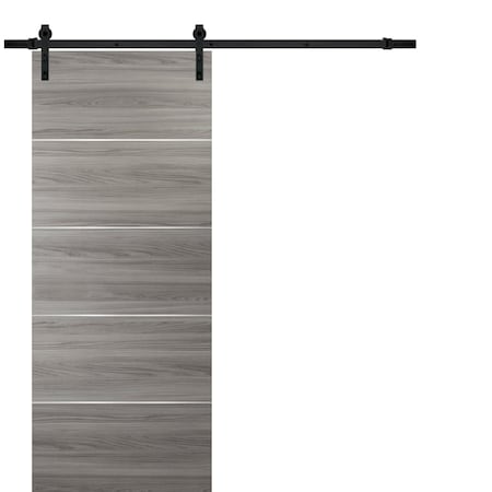 Sartodoors Sliding Grey 36x80 6.6' Planum 0020 Ginger Ash Top Mount Track Set Steel Set Closet Modern Core PLANUM20BD-GA-B-36